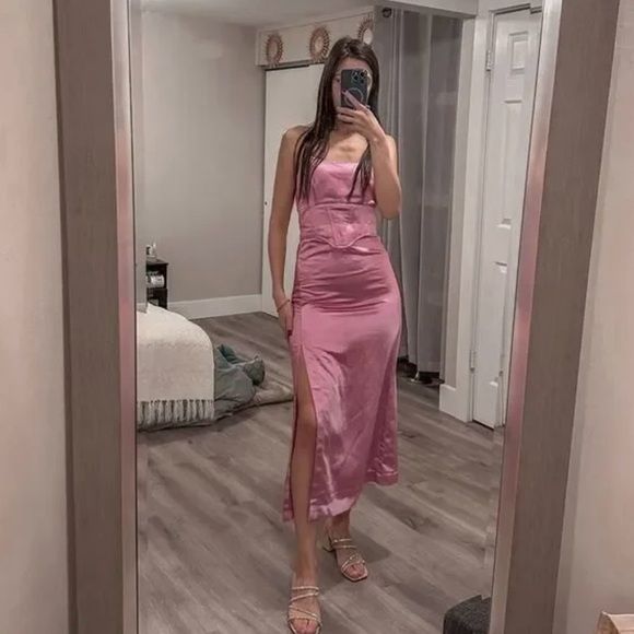 Jason Wu pink satin corset dress size L NEW - Picture 2 of 12